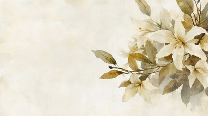 elegant watercolor lilies on a subtle beige background