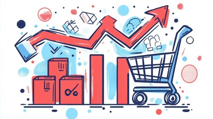Fototapeta premium Shopping Cart Sales Growth: A Visual Representation of Ecommerce Trends