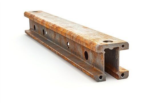 Rusted metal beam isolated on white with copy space
