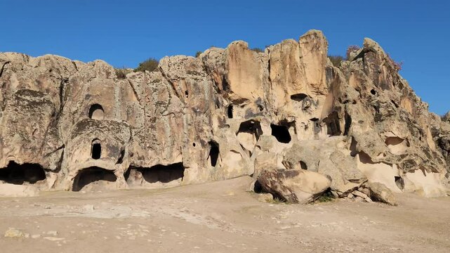 Memec ancient rock settlements in Afyonkarahisar which carved into the rocks, offer a glimpse into the lives of Phrygians, showcasing intricate dwellings 