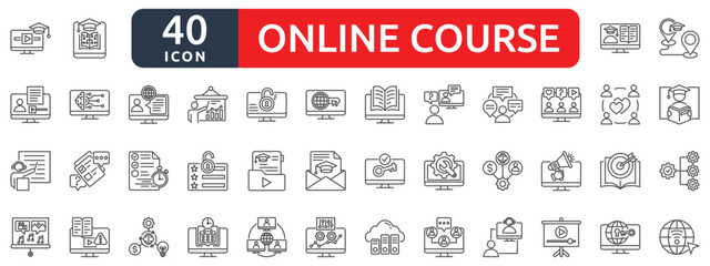 Online course icon set