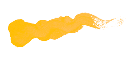 Yellow brush stroke isolated on transparent background.