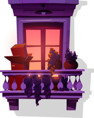 Balcony Windows with Railing Fences