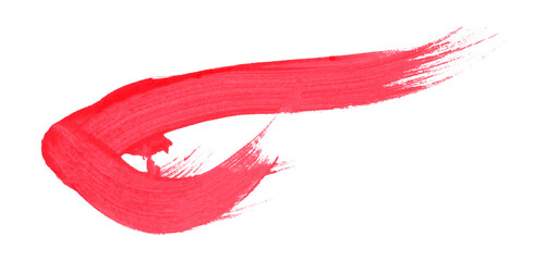 Red brush stroke isolated on transparent background.