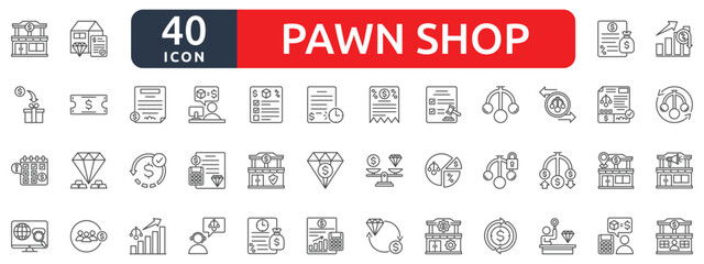 Pawn shop icon set