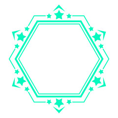line hexagon frame with star and arrow