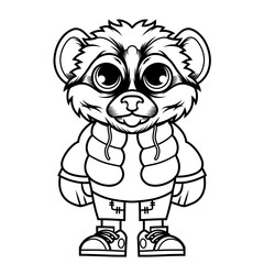 Obraz premium Mascot character design cartoon of meerkat outline