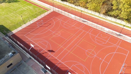 Aerial shot of dual sports court design