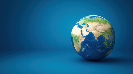 Fototapeta premium detailed globe showcasing continents and oceans on vibrant blue background