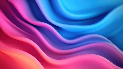 vibrant abstract illustration featuring flowing waves of pink, red, and blue hues, evoking sense of motion and energy