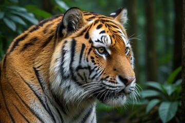 Naklejka premium there is a tiger that is looking at something in the distance