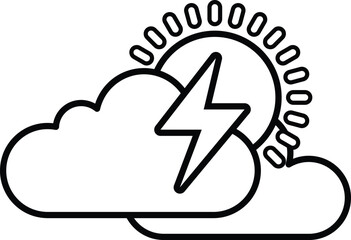 A cartoon drawing of a cloud with a lightning bolt and a sun