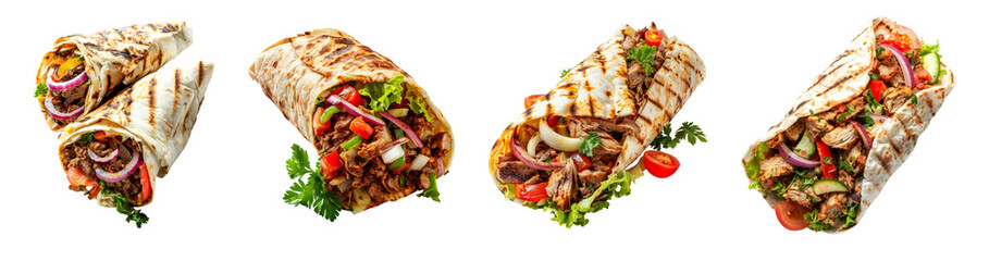 ssorted Wrap Sandwiches Set Isolated Transparent Background PNG Image