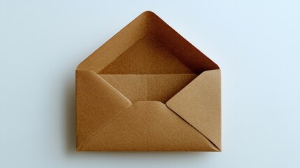 A simple brown envelope, open and empty, resting on a light surface.