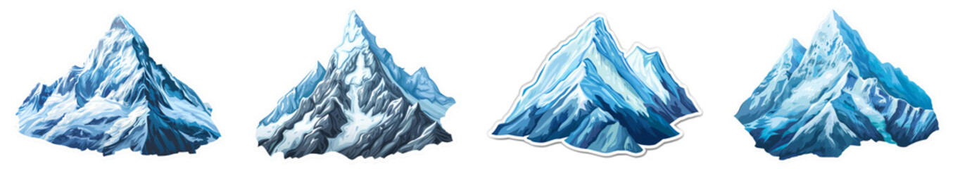Icebergs Set Isolated Transparent Background PNG Image