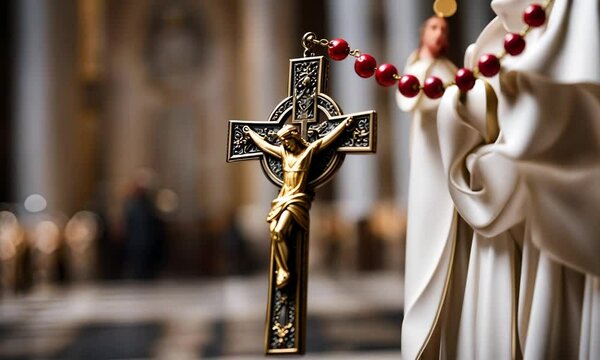 Hand with a rosary.