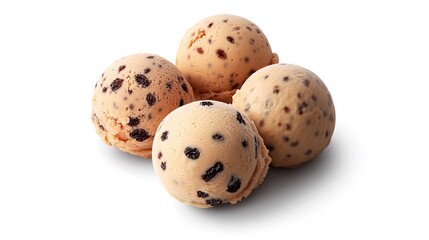 An image of decadent dark rum and raisin ice cream, its creamy texture and rum-soaked raisins against a white backdrop, ideal for showcasing indulgent, alcohol-infused summer treats