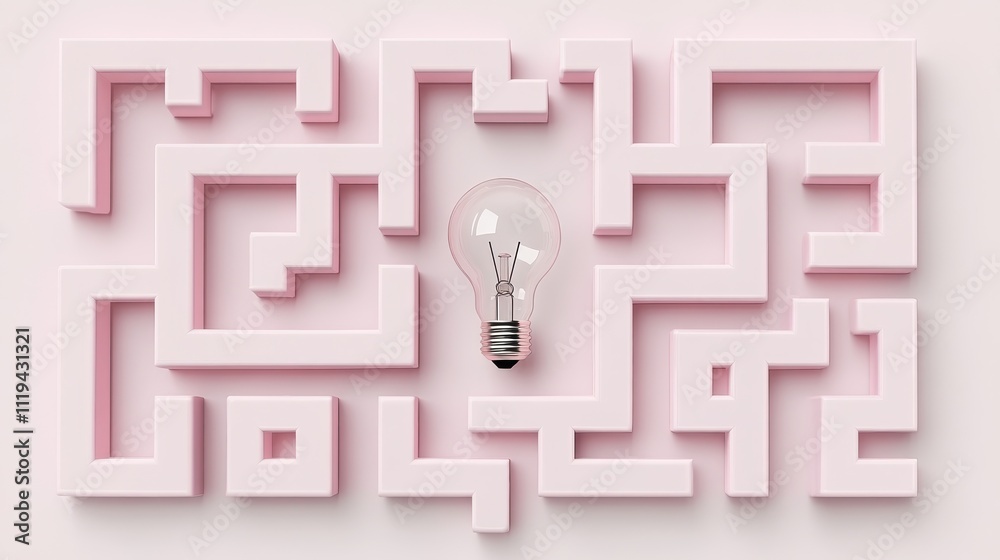 Poster solving the maze of ideas innovative light bulb concept abstract environment digital art
