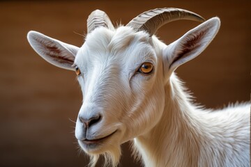 Fototapeta premium there is a goat with long horns and a large horn