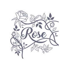 Elegant Rose Floral Typography Design with Delicate Details