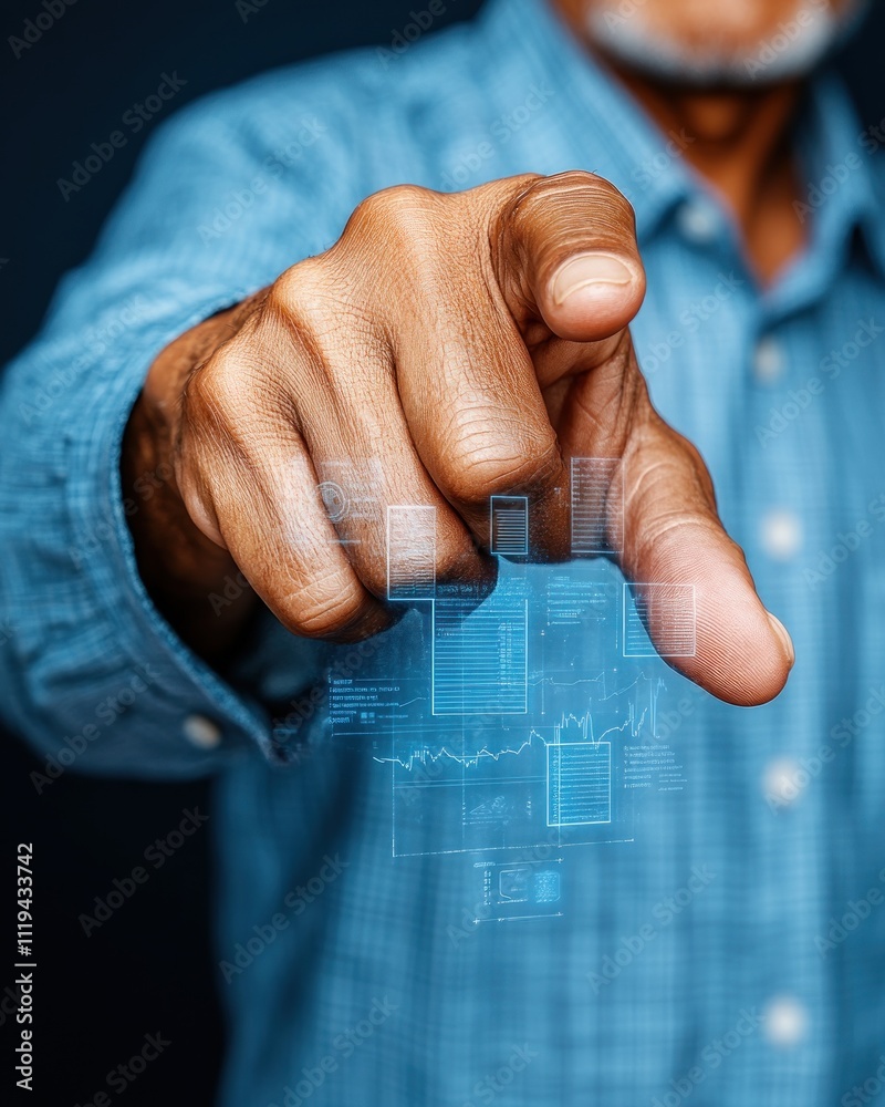 Aufkleber Business professional engaging with data visualization office digital interaction close-up