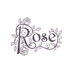 Elegant Rose Floral Typography Design with Delicate Details