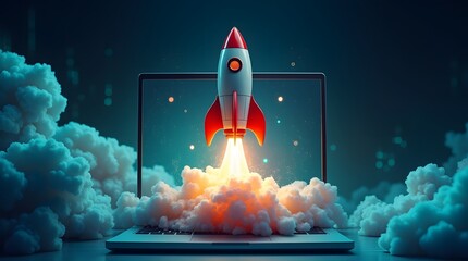 Laptop Rocket Launch: Digital Innovation Takes Flight!
