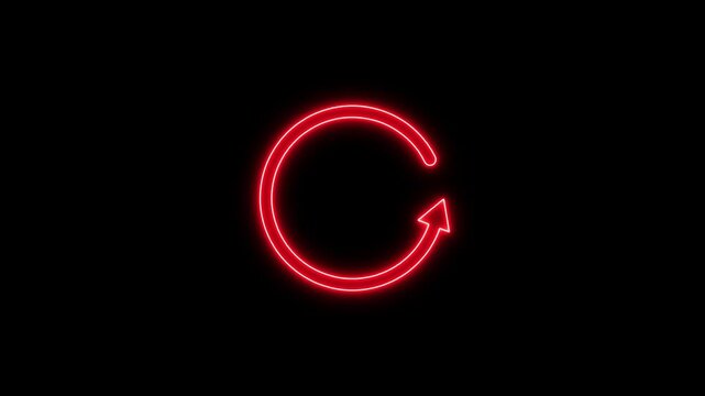 Glowing neon refresh icon Animation. Reload symbol, update, circle arrow, refresh, reload animation.