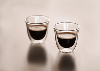 Teasty Espresso coffee in a transparent cup