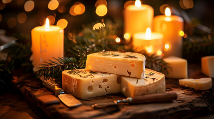 Cozy Candlelight Cheese Board Still Life