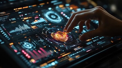 Human Hand Interacting with Holographic Display