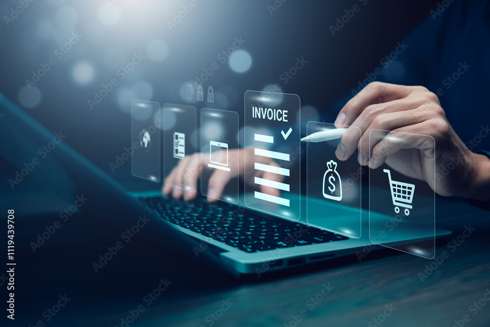 Wall mural digital e-invoice and statement software for online transactions.payment and billing invoices busine