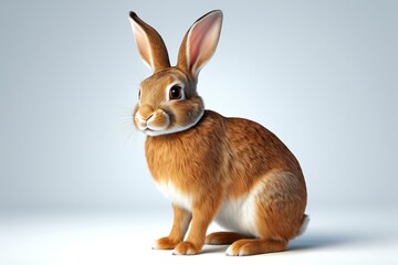 Fototapeta premium there is a rabbit that is sitting on the ground with a collar around its neck