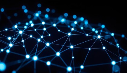 Obraz premium Neural Nexus A Futuristic Web of Glowing Blue and Red Connections