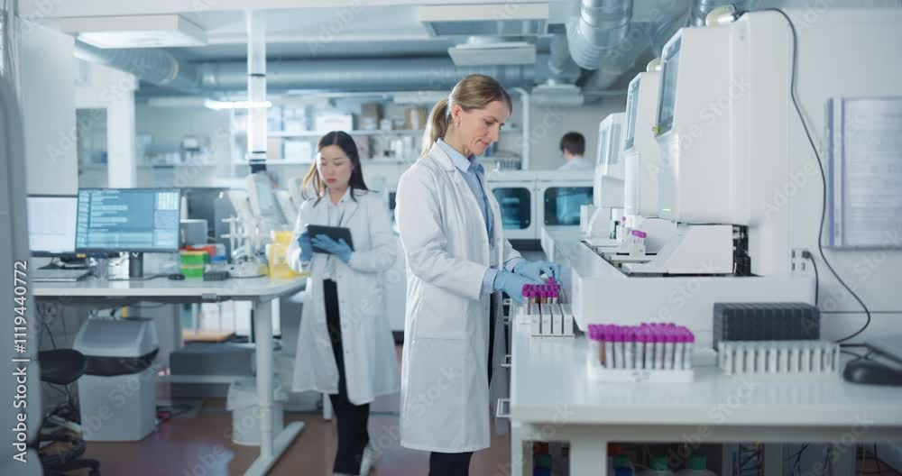 Poster diverse team working in a clinical laboratory. biomedical scientists testing out clinical specimens 
