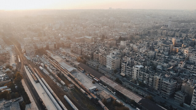 An aerial view of Aleppo City after the Syrian opposition took control of it.