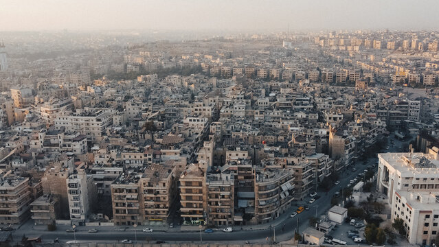 An aerial view of Aleppo City after the Syrian opposition took control of it.