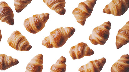 Assorted croissants on transparent background