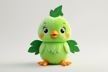 Obraz premium there is a green bird with a green leaf on its head