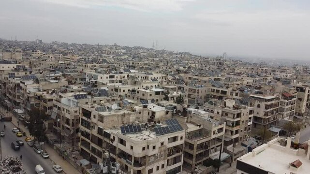 An aerial view of Aleppo City after the Syrian opposition took control of it.