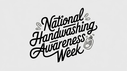 National Handwashing Awareness Week lettering greeting poster with decorative elements, generative ai