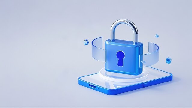 Fototapeta Mobile phone security protection, data encryption protection