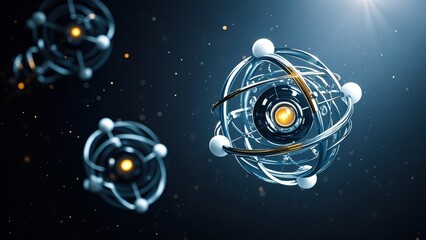 Fototapeta premium Atomic model structure diagram with a sense of technology