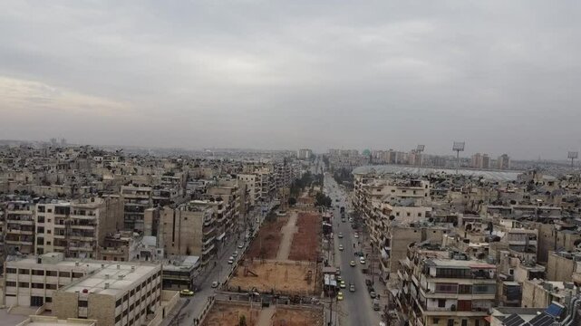 An aerial view of Aleppo City after the Syrian opposition took control of it.