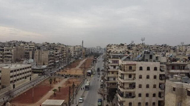 An aerial view of Aleppo City after the Syrian opposition took control of it.
