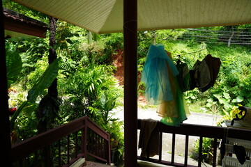 gazebo in the garden with water