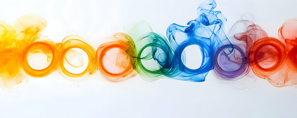 Delight in the enchanting sight of vibrant rings suspended in a smoky atmosphere. Their radiant glow transforms the air into a canvas of wonder and imagination different ink brust isolated on white