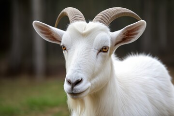 Fototapeta premium there is a goat with large horns standing in a field