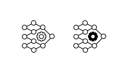 Neural Network icon design with white background stock illustration
