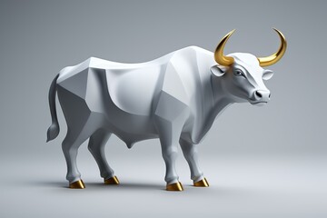 Obraz premium arafed bull with a golden horn standing on a gray surface